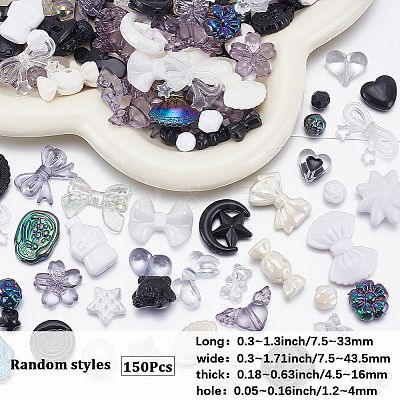 150Pcs Opaque & Transparent Acrylic Beads MACR-SP0002-18A-1
