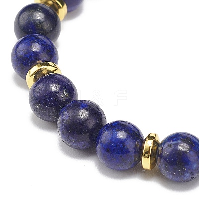 Natural Lapis Lazuli(Dyed) Rectangle Beaded Stretch Bracelet BJEW-JB08982-02-1