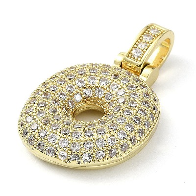 Brass Micro Pave Clear Cubic Zirconia Pendants KK-M279-01G-O-1