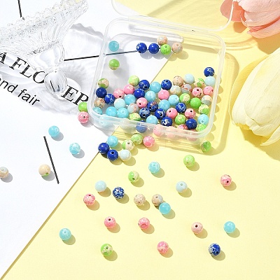 100Pcs 5 Colors Synthetic Imperial Jasper Dyed Beads Strands G-YW0001-96-1