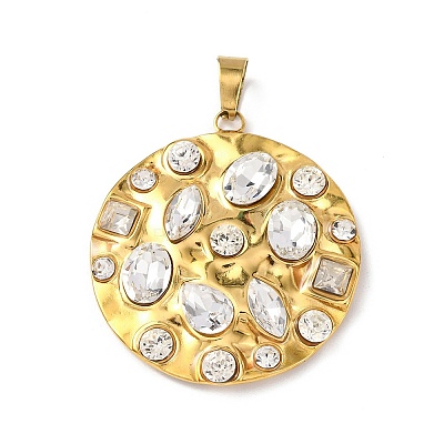 304 Stainless Steel Cubic Zirconia Pendants STAS-Z182-07G-04-1