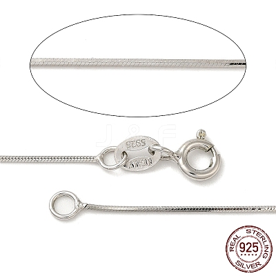 Anti-Tarnish Rhodium Plated Sterling Silver Snake Chain Necklaces NJEW-M153-15A-20-1