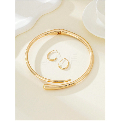 Teardrop Alloy Necklaces & Cuff Earring Sets FS-WGCF282-01-1