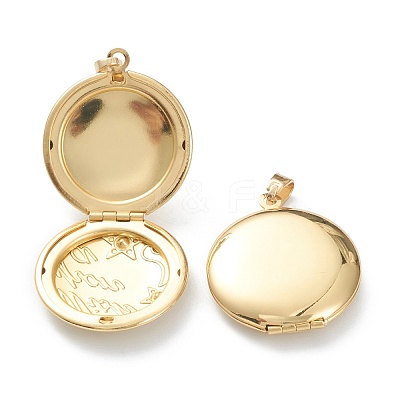 Brass Micro Pave Clear Cubic Zirconia Locket Pendants KK-P199-08G-1