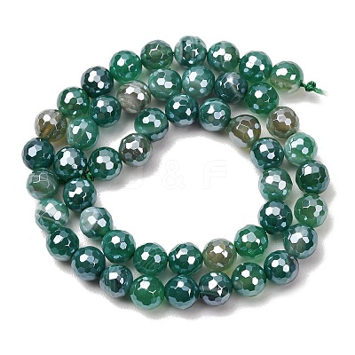 Electroplated Natural Agate Beads Strands G-B191-A07-8mm-09-1
