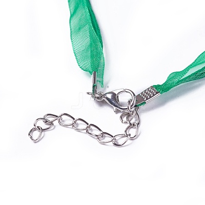 Waxed Cord and Organza Ribbon Necklace Making NCOR-T002-M-1