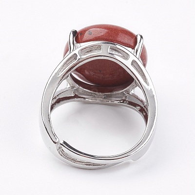 Adjustable Natural Red Jasper Finger Rings RJEW-F075-01N-1