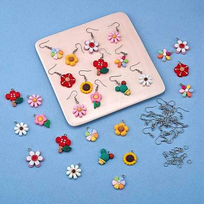 DIY 3D Flower Dangle Earring Making Kit DIY-SZ0008-56-1
