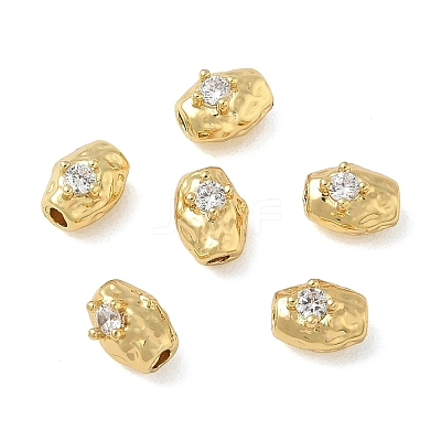 Brass Micro Pave Clear Cubic Zirconia Beads CU-CBAC675-08G-1
