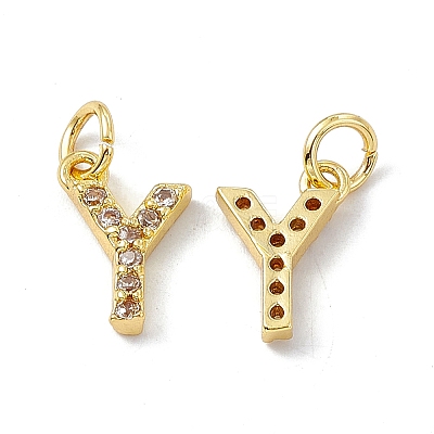 Real 18K Gold Plated Brass Micro Pave Clear Cubic Zirconia Charms KK-E068-VB452-Y-1