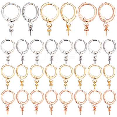 18Pairs 3 Colors Brass Huggie Hoop Earring Findings KK-PH0005-44-1
