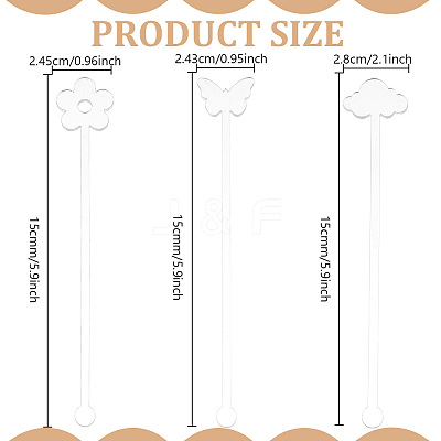 30Pcs 3 Style Transparent Acrylic Stirring Rods TACR-NB0001-30C-1