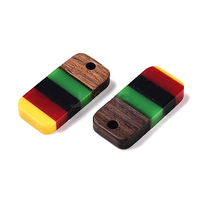 Jamaican Colour Epoxy Resin & Walnut Wood Pendants RESI-N039-122C-1