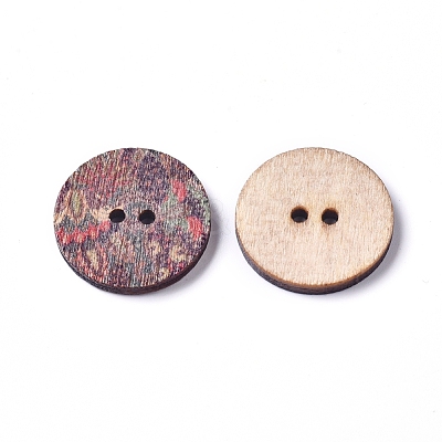 Printed Poplar Wood Buttons WOOD-D021-01B-1