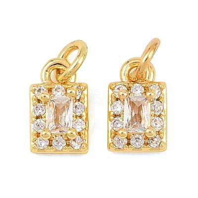 Brass Micro Pave Cubic Zirconia Charms KK-F927-21G-1