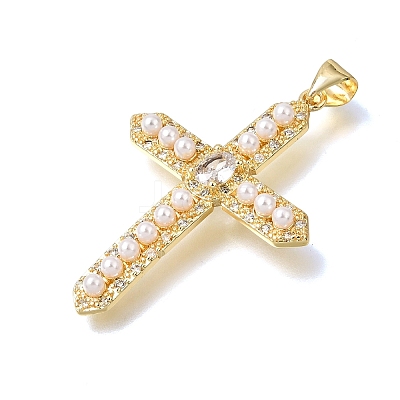 Brass Micro Pave Clear Cubic Zirconia Pendants CU-CBA9883-03B-G-1