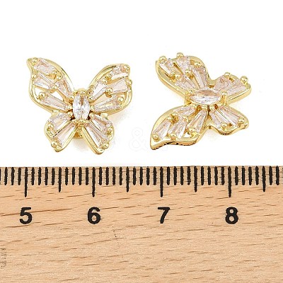 Brass Micro Pave Clear Cubic Zirconia Beads KK-D109-05C-G-1