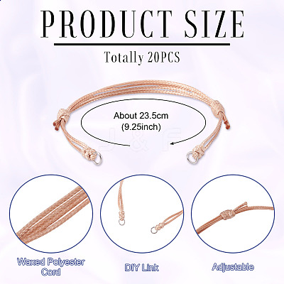 20Pcs Adjustable Korean Waxed Polyester Cord Bracelet Making BJEW-TAC0051-06-1