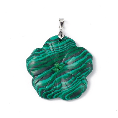 Natural Malachite Big Pendants G-B040-01P-12-1