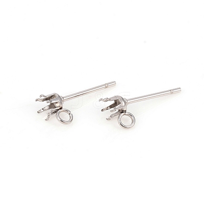 Non-Tarnish 304 Stainless Steel Post Stud Earring Settings STAS-I150-05F-P-1