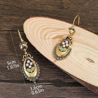 Alloy Imitation Pearl Oval Dangle Earrings FS-WG8B302-01-1