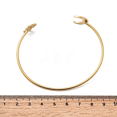 304 Stainless Steel Cuff Bangles for Women BJEW-B151-01G-1