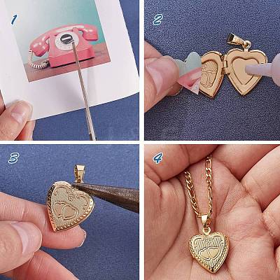 5Pcs 5 Style Brass Locket Pendants KK-SZ0004-02-1