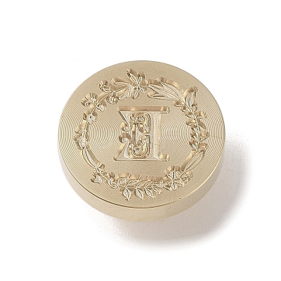 Golden Tone Wax Seal Brass Stamp Head DIY-B079-01G-E-1