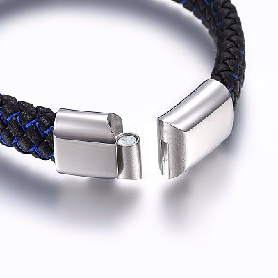 Microfiber Imitation Leather Braided Cord Bracelets BJEW-E345-07P-1