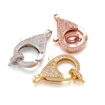 Brass Micro Pave Cubic Zirconia Lobster Claw Clasps ZIRC-TA0001-12-1