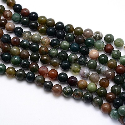 Natural Indian Agate Round Beads Strands G-G735-01-4mm-1