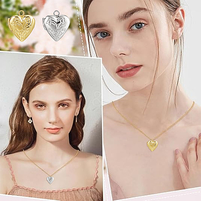 12Pcs 2 Colors Brass Locket Pendants KK-HY0004-05-1