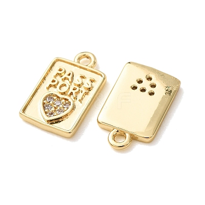 Brass Micro Pave Clear Cubic Zirconia Charms CU-CBA2907-07G-1