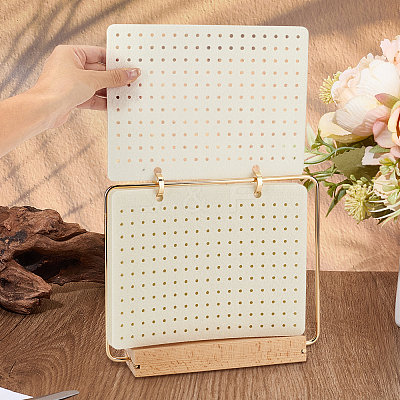 Iron Felt Enamel Pin Display Pages with Wooden Base ODIS-WH0007-77-1