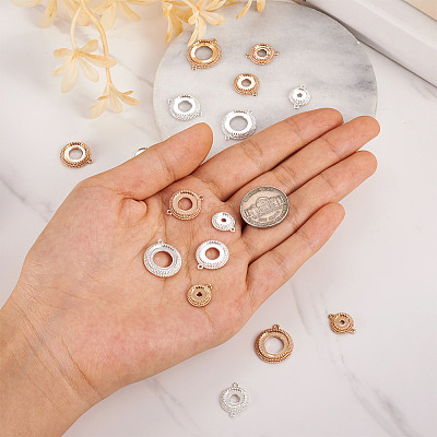 14pcs 14 style Brass Pendant Cabochon Settings & Cabochon Connector Settings FIND-BY0001-13-1