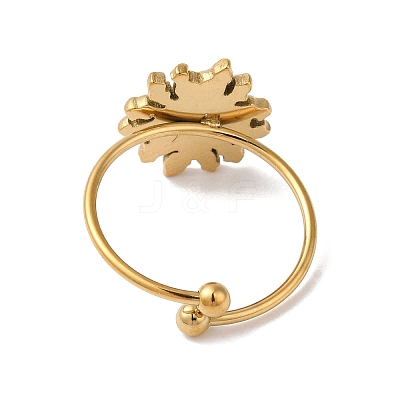 Ion Plating(IP) 304 Stainless Steel Sunflower Open Cuff Rings for Women RJEW-M167-09A-G-1