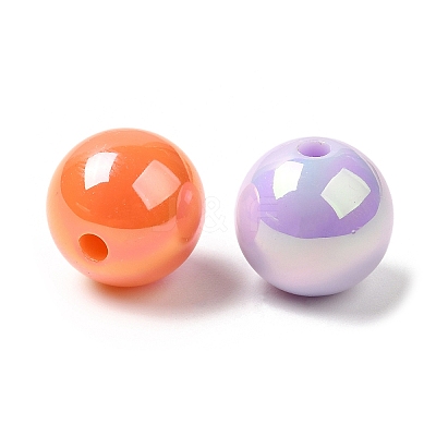 UV Plating Rainbow Iridescent Acrylic Beads PACR-K003-04-1
