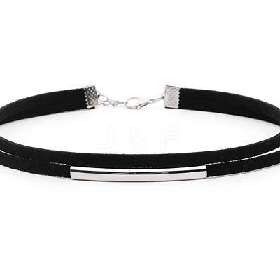 Gothic Zinc Alloy Tube Black Velvet Double Layer Choker Necklaces for Women FS-WG6A964-01-1