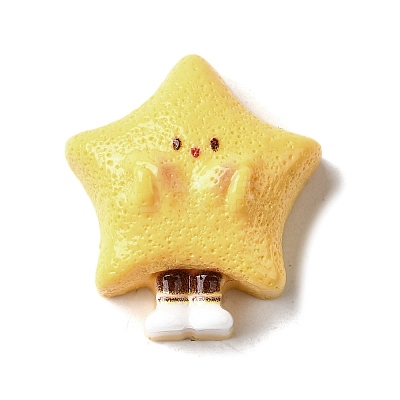Yellow Cute Opaque Resin Cabochons RESI-L046-A04-1