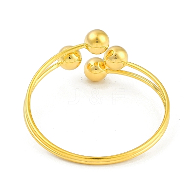 Round Brass Open Cuff Torque Bangles for Women BJEW-Z074-03G-1