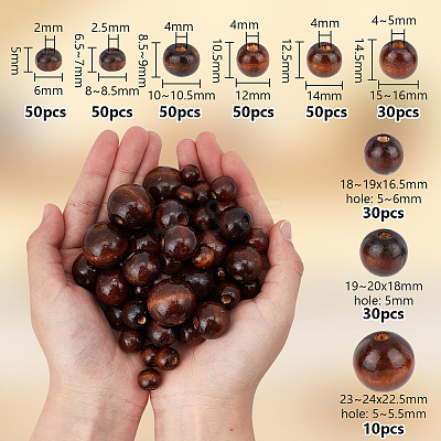 350Pcs 9 Styles Wood Large Hole European Beads WOOD-OC0003-79-1