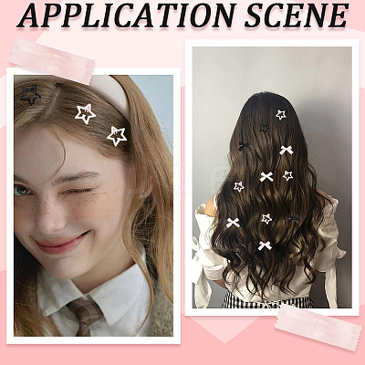 30Pcs 3 Colors Star Iron Enamel Snap Hair Clips OHAR-SP0001-03-1