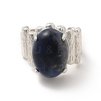 Natural Sodalite Oval Open Cuff Ring RJEW-P082-03P-15-1