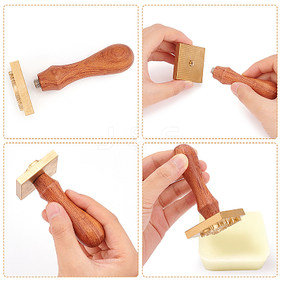 Brass Wax Seal Stamp Head & Pearwood Handle Kit AJEW-OC0002-85F-1