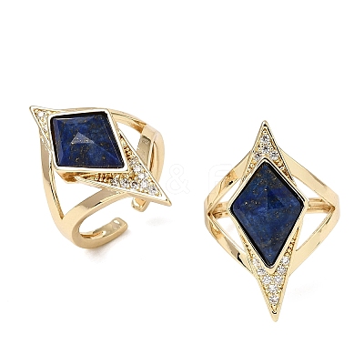 Brass Micro Pave Cubic Zirconia Cuff Rings for Women GG-CBA7610-11G-02-1