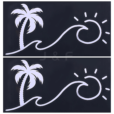 Beach Theme PVC Cartoon Self Adhesive Car Stickers FIND-WH0152-165B-1