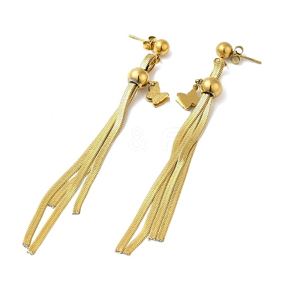 Stainless Steel Butterfly Dangle Stud Earrings EJEW-Z025-04G-1