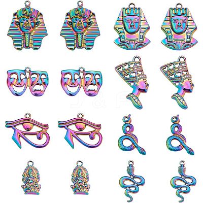 16Pcs 8 Style Plated Alloy Pendants FIND-CA0005-90-1