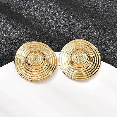 304 Stainless Steel Flat Round Stud Earrings EJEW-K268-53B-G-1