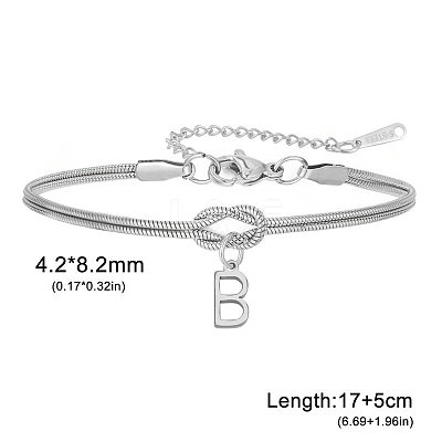 304 Stainless Steel Initial Charm Bracelets FS-WGD8E41-09-1